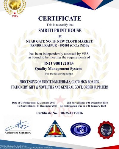 ISO 9001-2015 CERTIFICATION